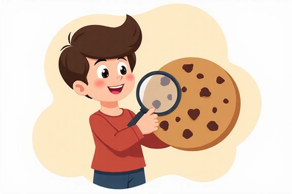 Illustration of a person holding a large cookie and a magnifying glass